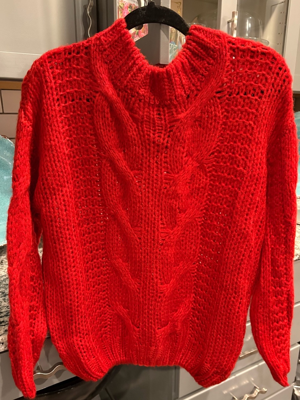 NWOT Red Cable Knit Women's Sweater